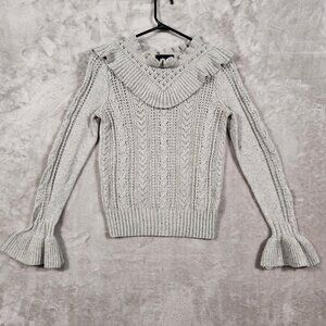 Cynthia Rowley Ruffle Details Knit Sweater with Metal thread detail Womens Sz M
